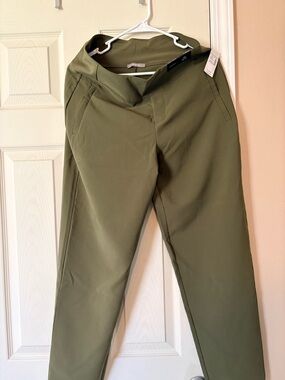 Olive Green Stretch-Twill Womens Pants